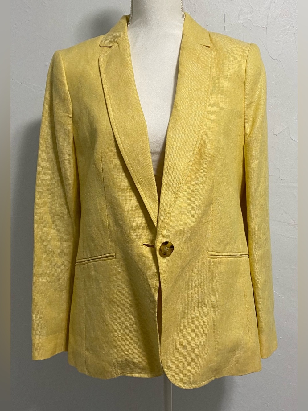 Talbots Yellow Linen Single-Button Blazer - Picture 2 of 16
